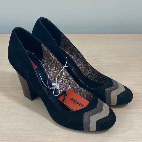 Missoni for Target Black Suede Barkwood Zig-zag Heels - Picture 1 of 14